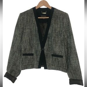 Dana Buchman M Luxe Tweed Blazer Jacket Button Cropped Multicolor Lined Pocket